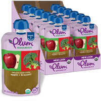 Plum Organics Stage 2 Organic Baby Food - Apple And Broccoli - 4 Oz Pouch (Pack Of 12) - Organic Fruit And Vegetable Baby Food Pouch