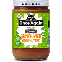 Once Again Organic Creamy Sunflower Butter, 16Oz - Salt Free, Unsweetened - Peanut Free, Usda Organic, Gluten Free Certified, Vegan, Kosher - Glass Jar (1 Jar)