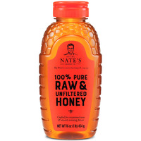Nate's 100% Pure, Raw & Unfiltered Honey - Award-Winning Taste, 16 Oz. Squeeze Bottle