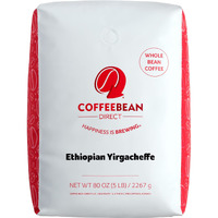 Coffee Bean Direct Ethiopian Yirgacheffe, Whole Bean Coffee, 5-Pound Bag