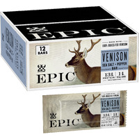 Epic Provisions Venison Sea Salt And Pepper Bars, Keto Friendly, Gluten Free, 12 Ct