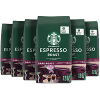Starbucks Dark Roast Whole Bean Coffee - Espresso Roast - 100% Arabica - 6 Bags (12 Oz. Each)