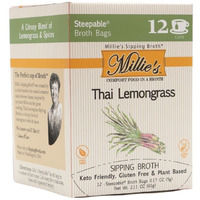 Millies All Natural Organic Gluten-Free Vegetable Sipping Broth 12 Tea Bags Thai Lemongrass