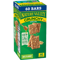 Nature Valley Crunchy Oats 'N Honey Granola Bars, 60 Bars, 44.7 Oz (30 Pouches)