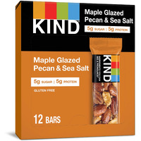 Kind Bars, Maple Glazed Pecan & Sea Salt, Healthy Snacks, Gluten Free, Low Sugar, 12 Count