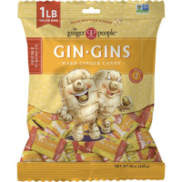 Gin Gins Double Strength Ginger Hard Candy By The Ginger People - Anti-Nausea And Digestion Aid, Individually Wrapped Healthy Candy - Double Strength Ginger Flavor, Large 1 Lb Bag (16Oz) - Pack Of 1