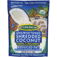 Edward & Sons Lets Do Organic Shredded Coconut Unsweetened - Reduced Fat Coconut Shredded Organic, Organic Shreds, Unsweetened - 8.8 Oz (Pack Of 12)