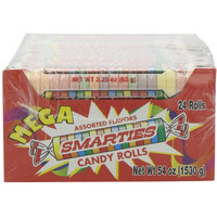 Smarties Candy Bulk Rolls Gluten Free & Mega Assorted Flavor Treats | Peanut Free Plant Derived Ingredients Allergen Free & Delicious Snacking Bulk Candy Individually Wrapped - 2.25 Ounces