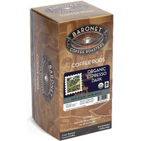 Baronet Coffee Organic Ese Espresso Pods - Espresso Roast , 7.2 Grams - Individually Wrapped For Freshness - Rich, Traditional Flavor - 18 Count (Pack Of 3)