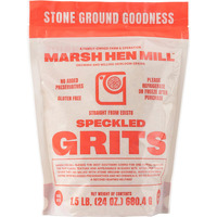 Marsh Hen Mill Speckled Pure Grits - Heirloom Blend Of Yellow And White Corn Stone Ground Grits | Creamy Old Fashioned Goodness | Gluten-Free | No Additives, Pure All Natural Corn | 24 Oz Pack