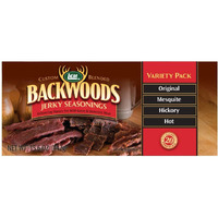 Lem Products Backwoods Jerky Seasoning Variety Pack, Includes Original, Hot, Mesquite, And Hickory Flavors, Ideal For Wild Game, 15.6 Ounce Package With Pre-Measured Cure Packet Included