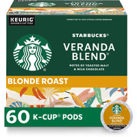 Starbucks K-Cup Coffee Pods, Starbucks Blonde Roast Coffee, Veranda Blend For Keurig Brewers, 100% Arabica, 6 Boxes (60 Pods Total)
