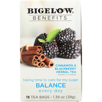 Bigelow Benefits Herbal Tea (Pack Of 2) Cinnamon & Blackberry Herbal Tea, 18 Count (Pack Of 2)