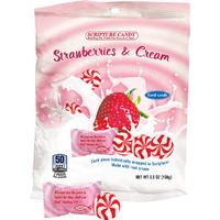 Scripture Candy, Strawberry & Cream Hard Candy 5.5 Ounce Bag, 25 Pieces