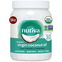 Nutiva Organic Coconut Oil 54 Fl Oz, Cold-Pressed, Fresh Flavor For Cooking, Natural Hair, Skin, Massage Oil And, Non-Gmo, Usda Organic, Unrefined Extra Virgin Coconut Oil (Aceite De Coco)