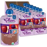 Plum Organics Stage 2 Organic Baby Food - Apple, Plum, Berry, And Barley - 3.5 Oz Pouch (Pack Of 12) - Organic Fruit And Vegetable Baby Food Pouch