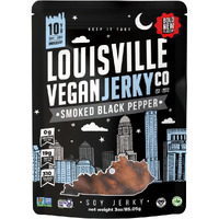 Louisville Vegan Jerky - Smoked Black Pepper, Vegetarian & Vegan-Friendly Jerky, 19 Grams Of Non-Gmo Soy Protein, 310 Calories Per Bag, Gluten-Free Ingredients (3 Oz)