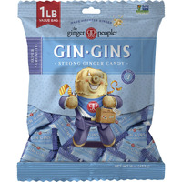 Gin Gins Super Strength Ginger Candy By The Ginger People - Anti-Nausea And Digestion Aid, Individually Wrapped Healthy Candy - Super Strength Ginger Flavor, Large 1 Lb Bag (16Oz) - Pack Of 1