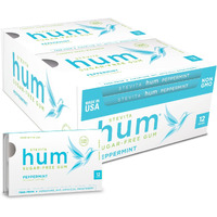 Stevita Hum, Peppermint - Sugar-Free Gum - 12 Pieces, Pack Of 12 - Supports Oral Health - Non-Gmo, Vegetarian, Keto, Gluten Free (Package May Vary)