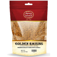 Spicy World Golden Raisins 2 Lb Bulk Bag - Sweet & Seedless Sultanas From South Africa | | Perfectly Dried For Natural Sweetness | Ideal Dried Fruit Snack | For Baking & More | No Added Sugar