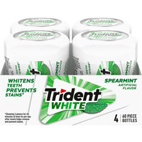 Trident White Spearmint Sugar Free Gum, 4 Bottles Of 60 Pieces (240 Total Pieces)