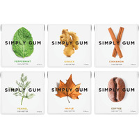 Simply Gum | Variety Pack - Peppermint, Cinnamon, Ginger, Fennel, Maple, Coffee | Synthetic Free + Aspartame Free + Non Gmo