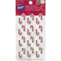 Wilton Mini Candy Cane Edible Cupcake Toppers, Red, Green