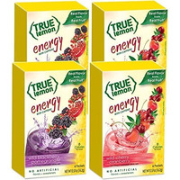 True Lemon (Energy Drinks) Wild Cherry Cranberry & Wild Blackberry Pomegranate 2 Boxes Each Flavor (4 Boxes Total), 24Ct Instant Powdered Drink Mix Packets Total, By True Citrus, 2.7 Gram (Pack Of 24)