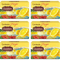 Celestial Seasonings Lemon Zinger Herbal Tea, Caffeine Free, 20 Tea Bags Box, (Pack Of 6)