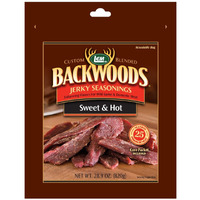 Lem Products Backwoods Sweet & Hot Jerky Seasoning, Ideal For Wild Game And Domestic Meat, Seasons Up To 25 Pounds Of Meat, 28.9 Ounce Packet With Pre-Measured Cure Packet Included