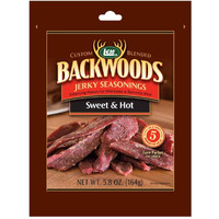 Lem Products Backwoods Sweet & Hot Jerky Seasoning, Ideal For Wild Game And Domestic Meat, Seasons Up To 5 Pounds Of Meat, 5.8 Ounce Packet With Pre-Measured Cure Packet Included