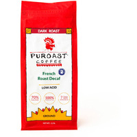 Puroast Low Acid Coffee | Ground Coffee | Decaf French Roast | Dark Roast | Certified Low Acid Coffee | Ph 5.5+ | Gut Health | 2.2 Lb | Higher Antioxidants | Smooth For Espresso | Decaf Coffee