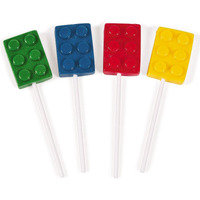 Brick Party Building Block Suckers - 12 Pack, Individually Wrapped