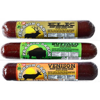 Pearson Ranch Since 1959 Game Meat Summer Sausage Variety Pack Of 3 Elk, Buffalo, Venison, Exotic Meat, Summer Sausage Pack, Gluten-Free, Msg-Free
