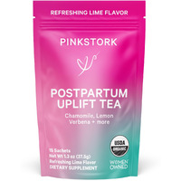 Pink Stork Postpartum Uplift Mood Support Tea: Hormone Balance For Women After Pregnancy, Chamomile Tea With Red Raspberry Leaf For Postpartum Recovery - Caffeine-Free, 15 Sachets