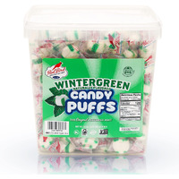 Red Bird Soft Wintergreen Puffs, Mints Individually Wrapped, Gluten Free, Kosher, Free From Top 8 Allergens, Made With 100% Pure Cane Sugar, 52 Oz Tub