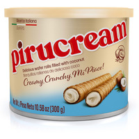 Pirucream Rolled Wafers With Coco Cream, Organic - No Trans-Fat, Preservatives, Colorants Or Additives And Without Palm Oil (300Gr/ 10.58Oz - 1 Pack Tin)