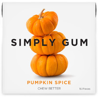 Simply Gum | Pumpkin Spice | Pack Of Six (90 Pieces Total) | Synthetic Free + Aspartame Free + Non Gmo