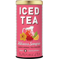 The Republic Of Tea - Hibiscus Sangria Iced Herbal Tea, 8 Large Quart-Sized Iced Tea Pouches, Naturally Caffeine Free