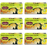 Celestial Seasonings Honey Lemon Ginseng Green Tea, Caffeinated, 20 Tea Bags Box, (Pack Of 6)