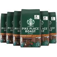 Starbucks Medium Roast Whole Bean Coffee - Pike Place Roast - 6 Bags (12 Oz. Each)