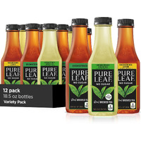 Pure Leaf Iced Tea, 0 Calories Unsweetened Variety Pack, 18.5 Fl Oz (Pack Of 12)