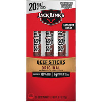 Jack Link's Beef Sticks, Original - Protein Snack, Meat Stick With 6G Of Protein, Made With 100% Beef, Individually Wrapped Beef Snack Sticks - 0.92 Oz. (20 Count)