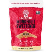 Lakanto Golden Monk Fruit Sweetener With Erythritol - Raw Cane Sugar Substitute, Zero Calorie, Keto Diet Friendly, Zero Net Carbs, Baking, Extract, Sugar Replacement (Golden - 1 Lb)
