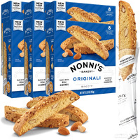 Nonni's Originali Almond Biscotti Italian Cookies - 6 Boxes Biscotti Individually Wrapped Cookies - Italian Biscotti Cookies Baked Fresh W/A Hint Of Anise & California Almonds - Kosher - 5.52 Oz