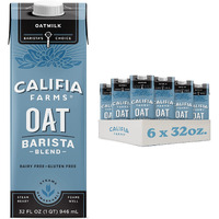 Califia Farms - Oat Barista Blend Oat Milk, 32 Oz (Pack Of 6), Shelf Stable, Dairy Free, Plant Based, Vegan, Gluten Free, Non Gmo, High Calcium, Milk Frother, Creamer, Oatmilk