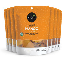 Elan Organic Dried Mango Slices, Sulphite-Free, No Sugar Added, Non-Gmo, Vegan, Gluten-Free, Kosher, Healthy Dried Fruit Snacks, 8 Pack Of 4.4 Oz