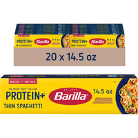 Barilla Protein+ (Plus) Thin Spaghetti Pasta, 14.5 Ounce (Pack Of 20) - Plant Based Pasta - Made From Lentils, Chickpeas & Peas - Non-Gmo, Kosher Certified And Vegan