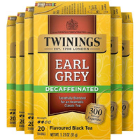 Twinings Decaffeinated Earl Grey Black Tea Individually Wrapped Bags, 20 Count (Pack Of 6), Flavoured With Citrus And Bergamot, Enjoy Hot Or Iced, 120 Teabags