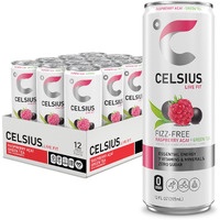 Celsius Raspberry Acai Green Tea, Functional Essential Energy Drink 12 Fl Oz (Pack Of 12) Packaging May Vary